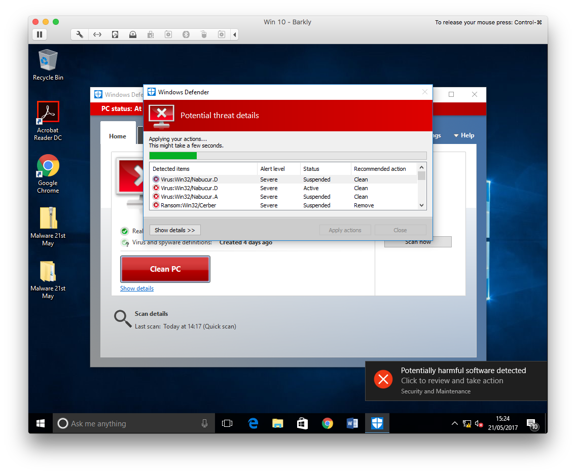 Windows Defender quarantining files