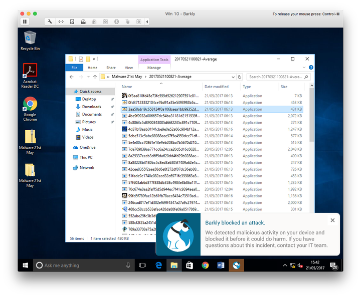 Barkly blocks a threat at runtime