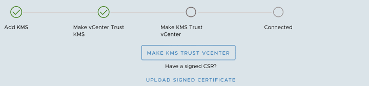 Screenshot of vCenter KMS status