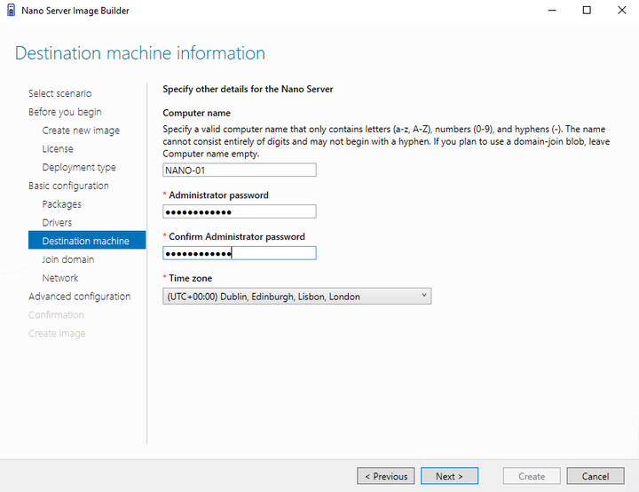 Nano Server to SD Card - Hostname and Admin account