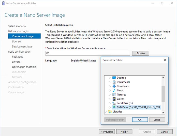 Nano Server to SD Card - Selecting the ISO