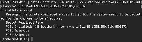Installing Optane drives in VMware ESXi