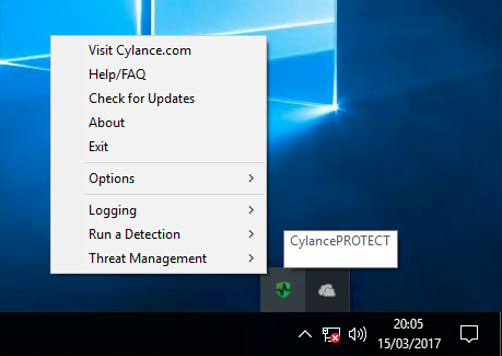 CylancePROTECT System Tray Icon