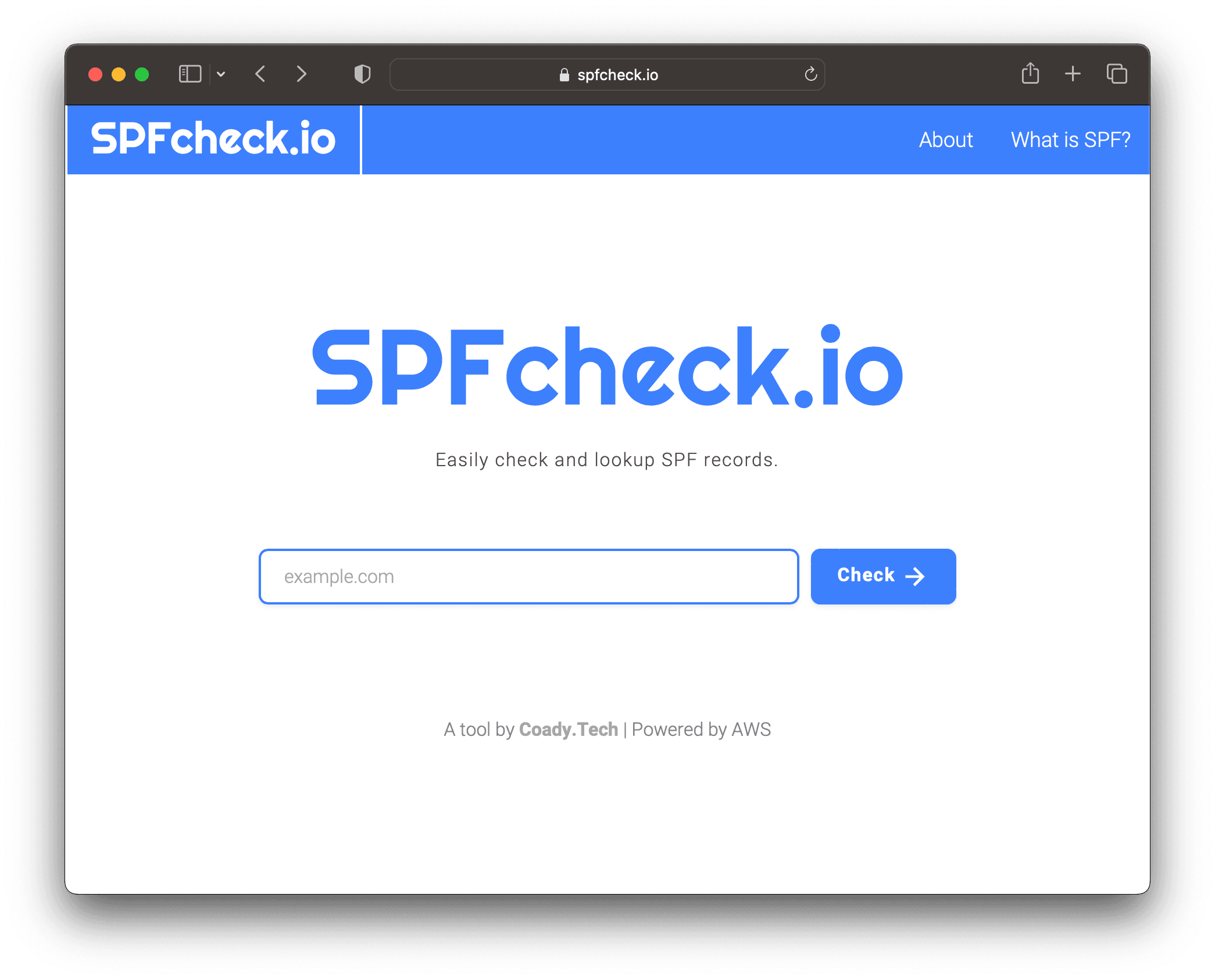 Screenshot of spfcheck.io